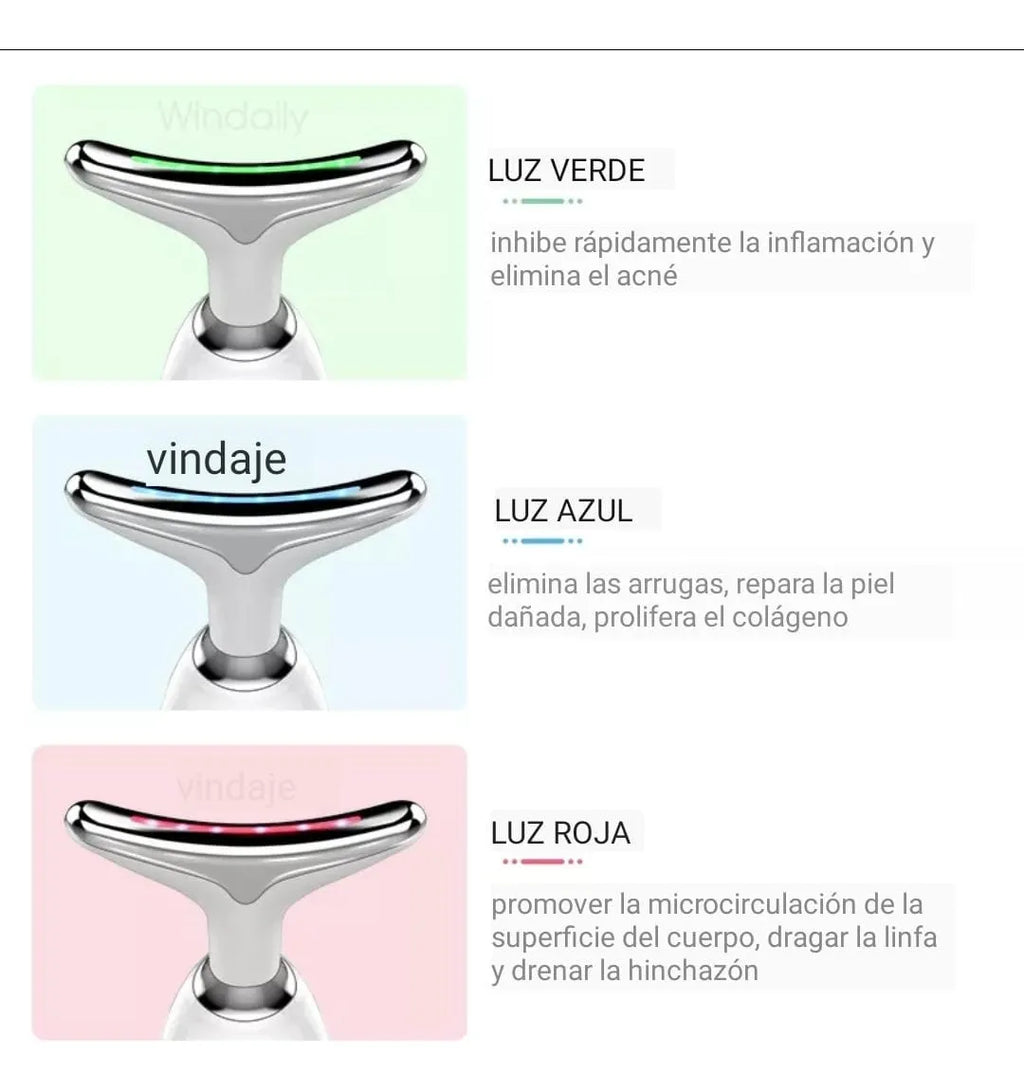 Reductor arrugas y papada - Masajeador Facial LED