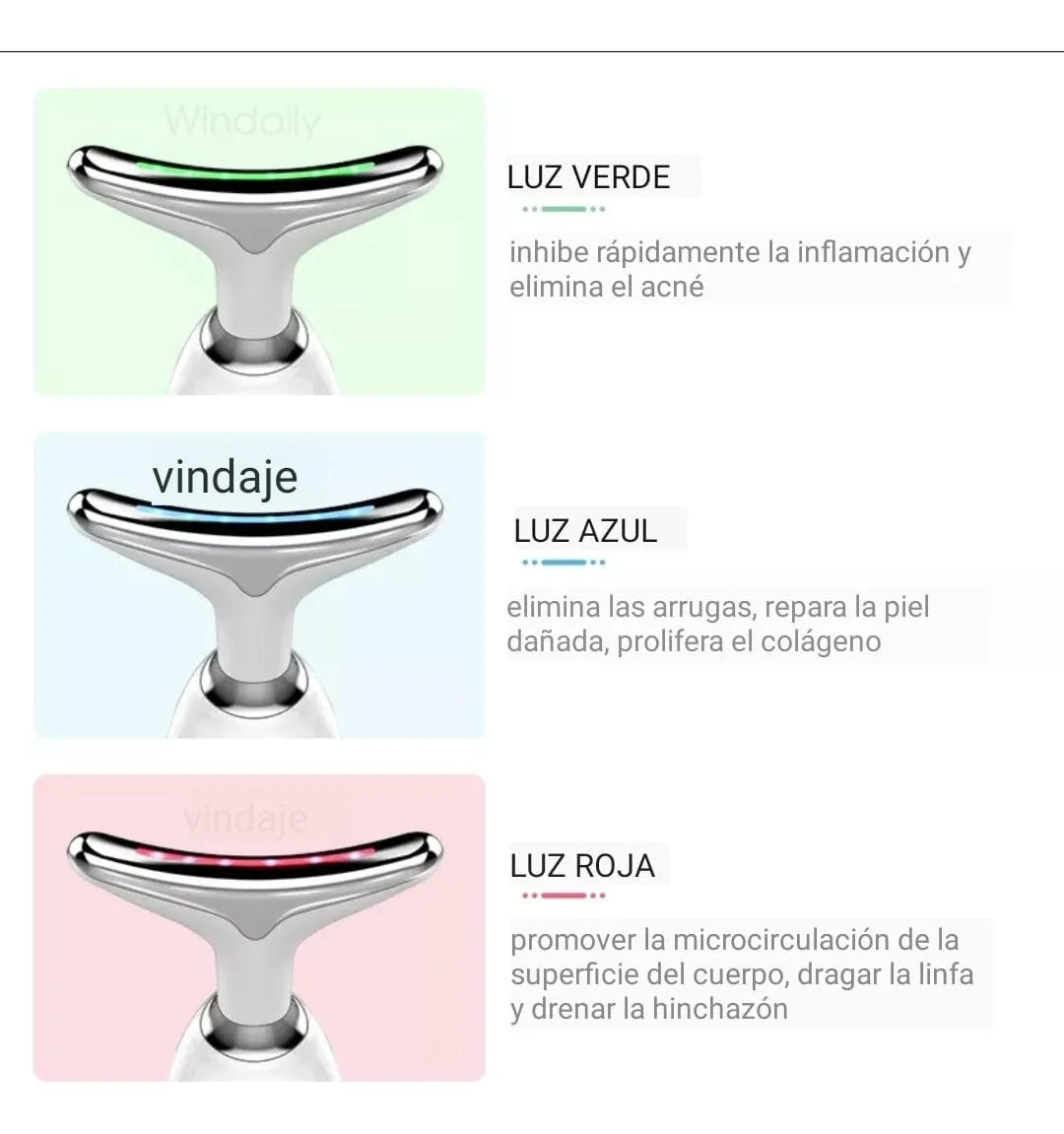 Reductor arrugas y papada - Masajeador Facial LED